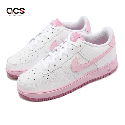 Nike 休閒鞋 Air Force 1 GS 大童 女鞋 白 粉紅色 AF1 經典 皮革 CT3839-107