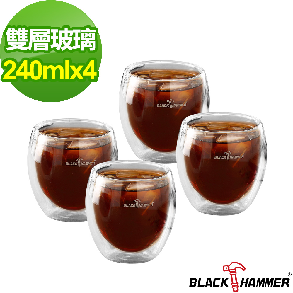 BLACK HAMMER雙層玻璃杯240ML(4入組)