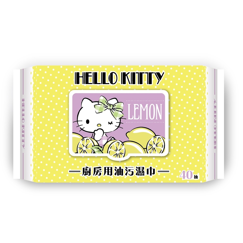 Hello Kitty 凱蒂貓 廚房用去油污濕巾/濕紙巾 (加蓋) 40抽 X 16包