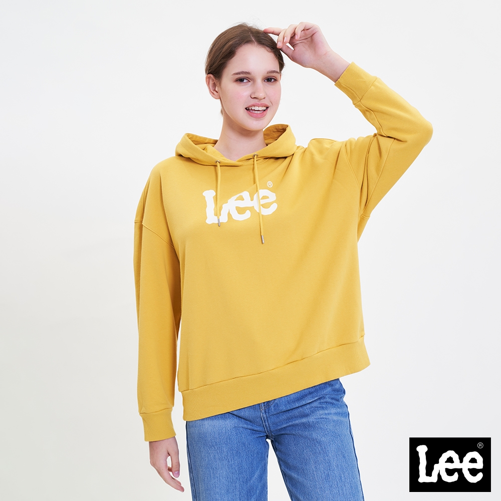 Lee 女款 大Logo連帽大學T/厚T 亮黃