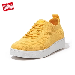 FitFlop RALLY TONAL KNIT SNEAKERS-繫帶針織休閒鞋 女(陽光黃)