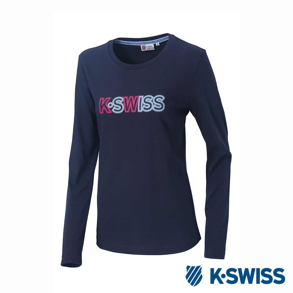 K-SWISS Long Sleeve T-Shirts印花長袖T恤-女-藍