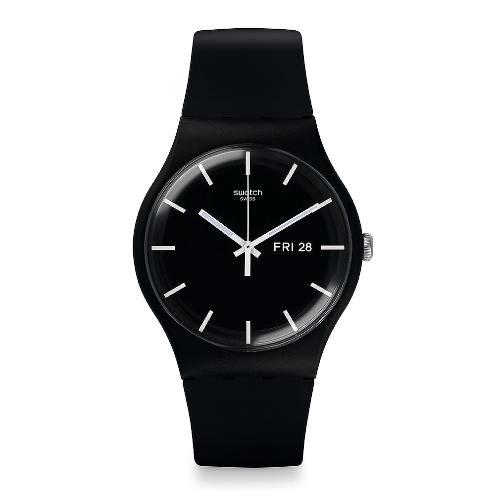 Swatch 原創系列 MONO BLACK單-黑手錶/41mm