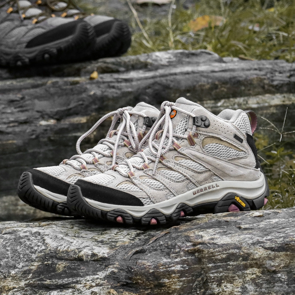 Merrell 登山鞋 Moab 3 Mid GTX 女鞋 奶茶色 藕粉 越野 戶外 防水 郊山 ML036314