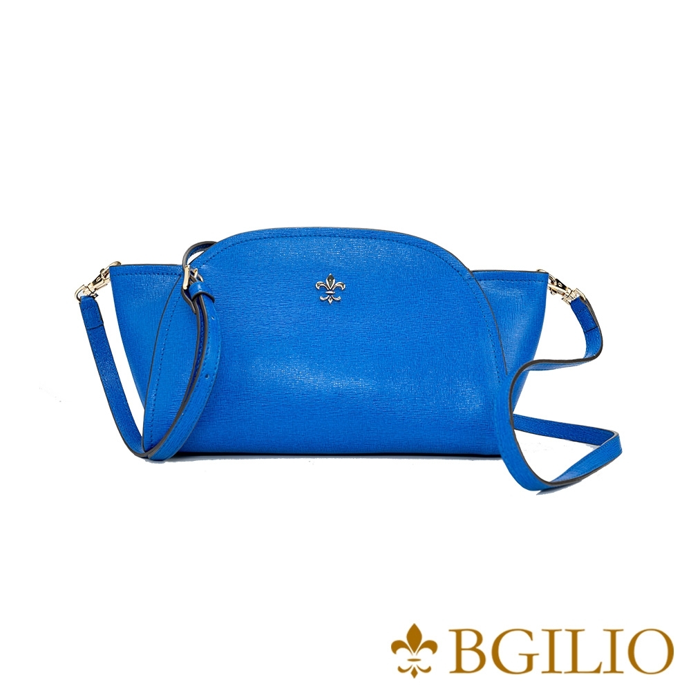 義大利Bgilio-十字紋牛皮元寶小包-藍 (1598.007-09)