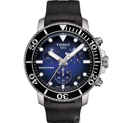TISSOT 天梭 官方授權 SEASTAR 海星計時潛水錶(T1204171704100)45.5mm
