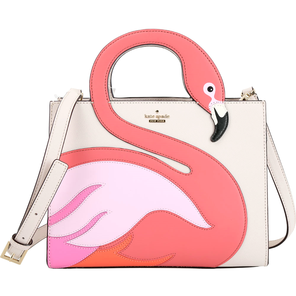 Kate Spade Flamingo Sam 紅鶴拼接防刮手提包(杏色)