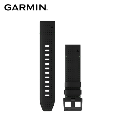 GARMIN QuickFit 22mm 黑色皮革 FKM氟橡膠混合材質錶帶(for MARQ)