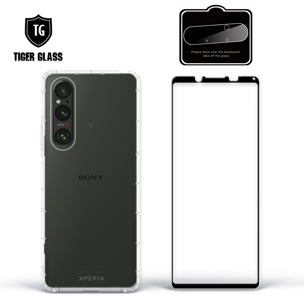 T.G SONY Xperia 1 V 手機保護超值3件組(透明空壓殼+鋼化膜+鏡頭貼)