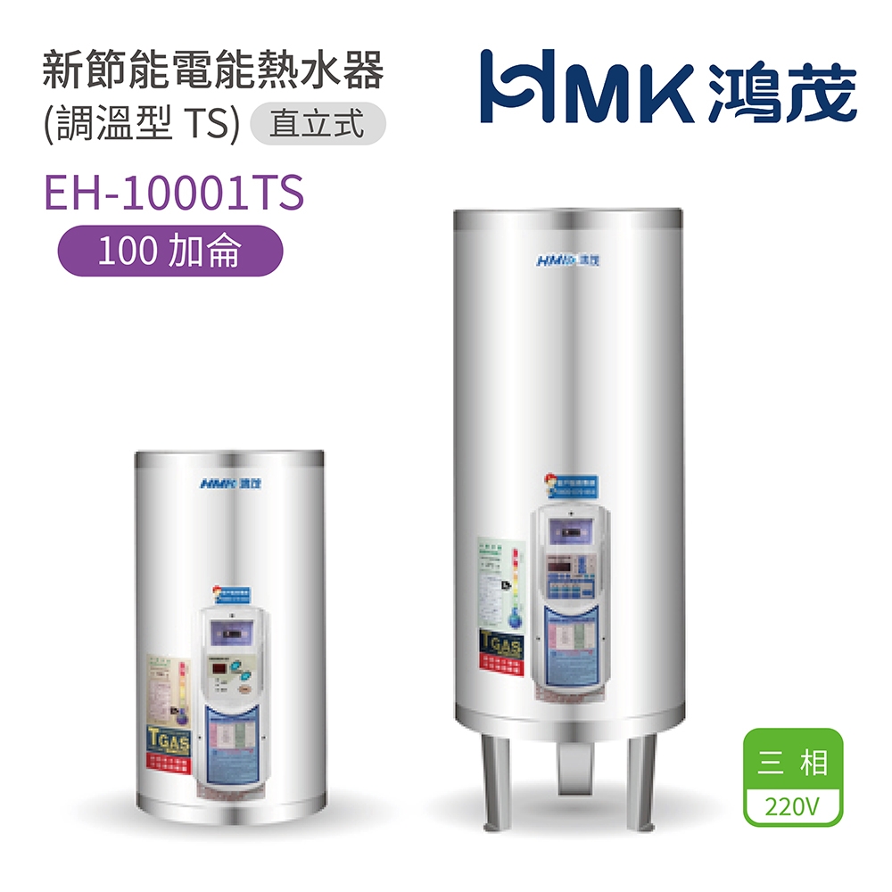 【HMK 鴻茂】不含安裝 100加侖 直立落地式 新節能電能熱水器 調溫型TS(EH-10001TS)