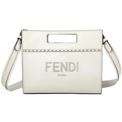 FENDI 芬迪 字母烙印滑面小牛皮兩用托特包(淺灰色)