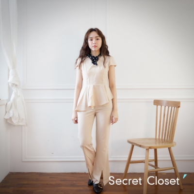 Secret Closet-綁繩圓點無袖套裝組-杏色