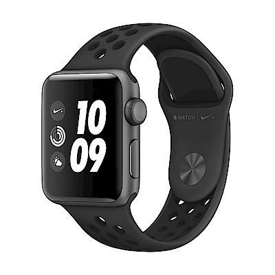 Apple Watch Nike+ (GPS) 38mm太空灰色鋁金屬錶殼+黑色Nike錶帶