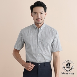 BARONECE 簡約菱紋純棉短袖襯衫(521405-09)
