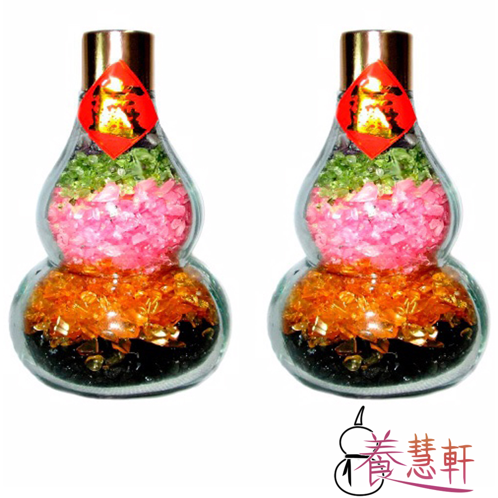 養慧軒 天然五行水晶葫蘆瓶擺件（一對，瓶高11cm)