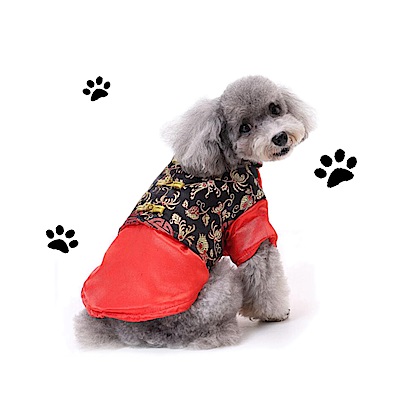 摩達客寵物系列♥中小型犬紅藍刺繡款福氣唐裝(變身系列狗衣服)