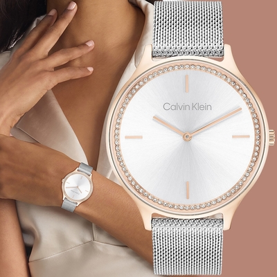 Calvin Klein CK Timeless 晶鑽米蘭帶女錶 母親節禮物-38mm 25100006