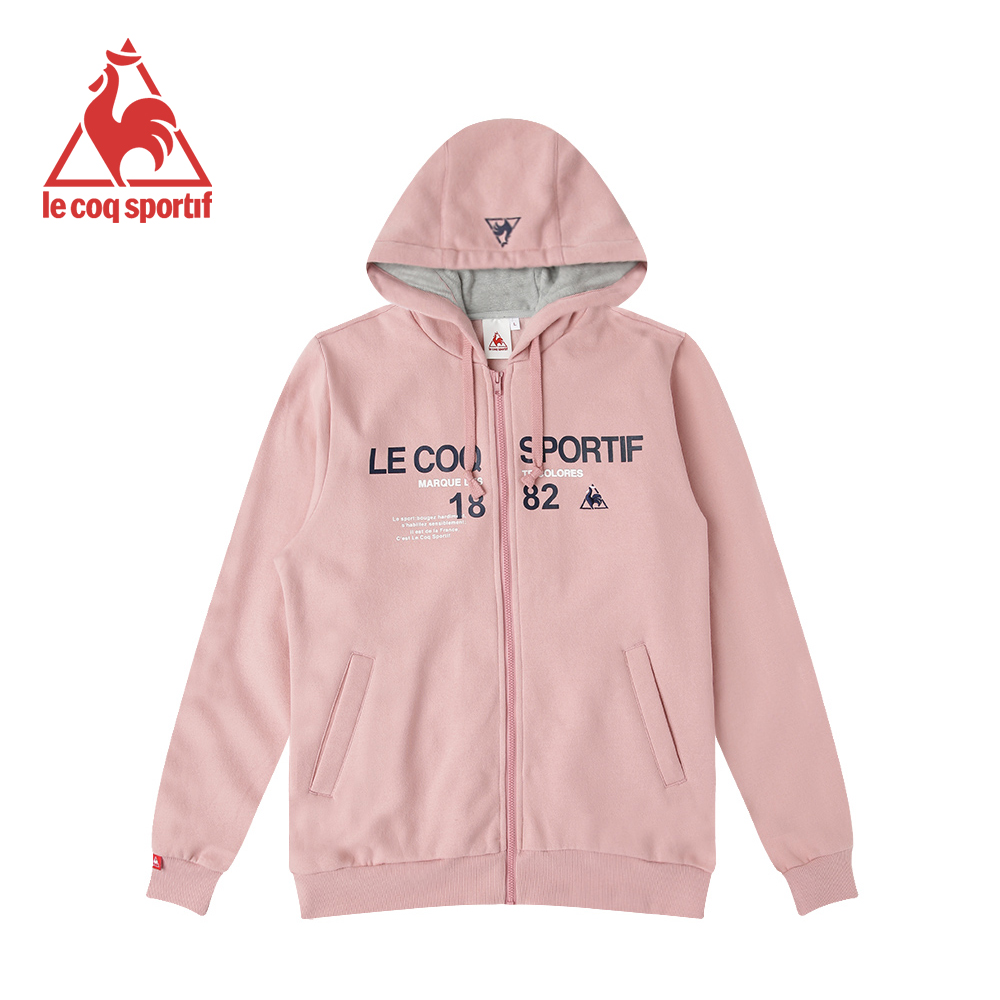 le coq sportif 法國公雞牌刷毛連帽外套 女-灰粉