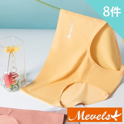 Mevels瑪薇絲-裸感花朵冰絲無痕中腰內褲/無痕內褲(8件 M/L/XL)