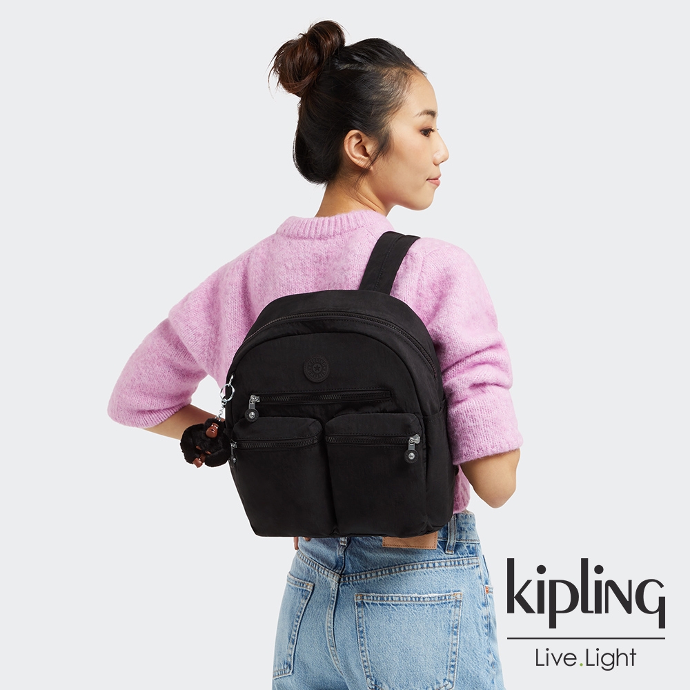 Kipling 極簡俐落黑多袋拉鍊收納後背包-MATIAS product image 1