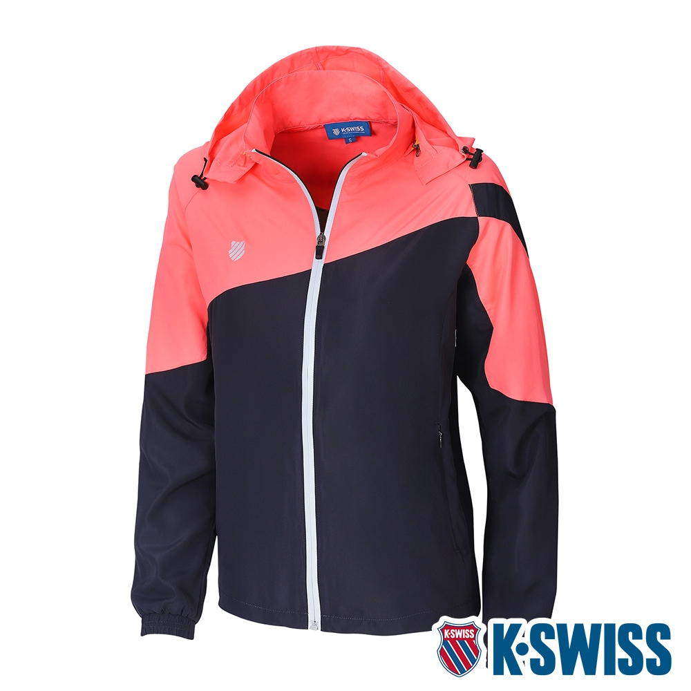 K-SWISS Panel Color Jacket 輕量防風外套-女-灰/橘粉