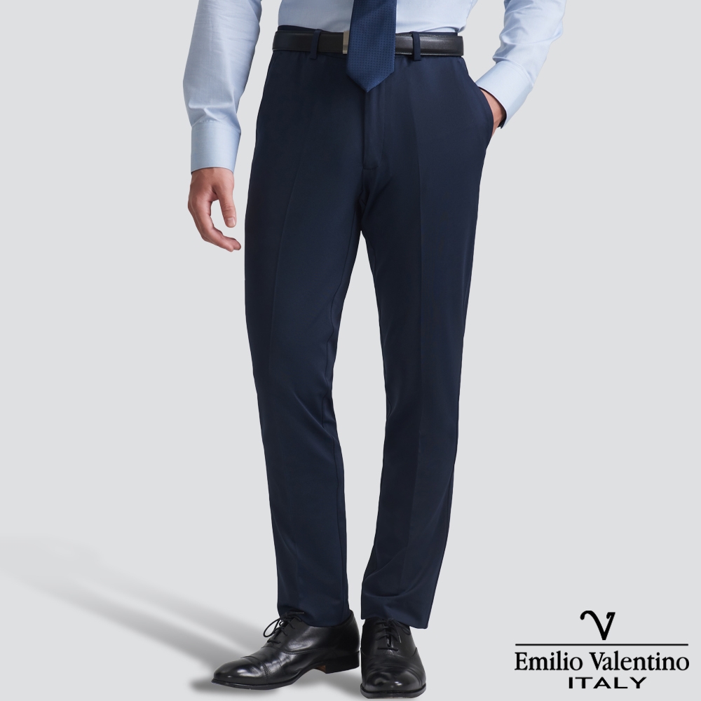 Emilio Valentino 范倫提諾特級彈性修身西裝褲-四色任選 (平面 丈青)