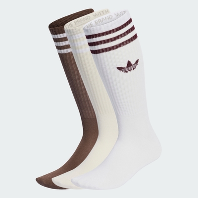 adidas 愛迪達 襪子 中筒襪 運動襪 3雙組 三葉草 HIGH CREW SOCK 白米咖 IU2654