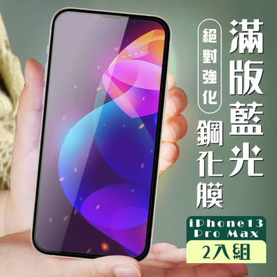 IPhone13PROMAX 3D全滿版覆蓋黑框藍光鋼化玻璃疏油鋼化膜保護貼(2入-13PROMAX保護貼13PROMAX鋼化膜)