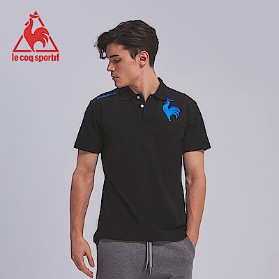 le coq sportif 法國公雞牌左胸公雞繡花短袖POLO衫 男-黑