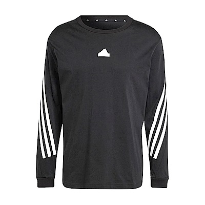 Adidas M FI 3S LS [IN3309] 男 長袖 上衣 運動 休閒 復古 棉質 舒適 愛迪達 黑白