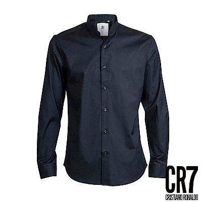 CR7-Slim Fit 法式立領黑色襯衫(8636-7200-49)