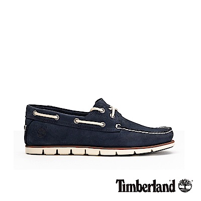 Timberland 男款藍色皮革休閒兩孔帆船鞋|A2419