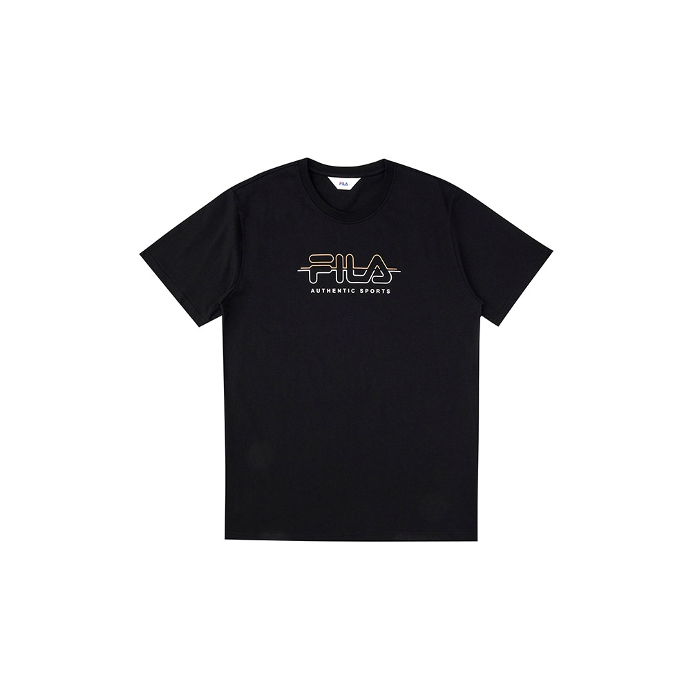 FILA 中性短袖圓領T恤-黑色 1TEX-1500-BK