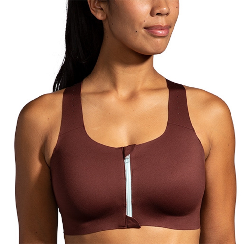 BROOKS 女 Dare Zip 拉鍊款 Sports Bra 2.0_深紫紅/冰藍/紅銅(350083224)