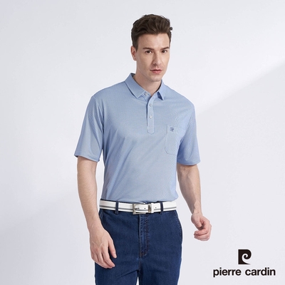 Pierre Cardin皮爾卡登 男款 吸濕排汗彈性印花短袖POLO衫-天藍色 (5227289-36)