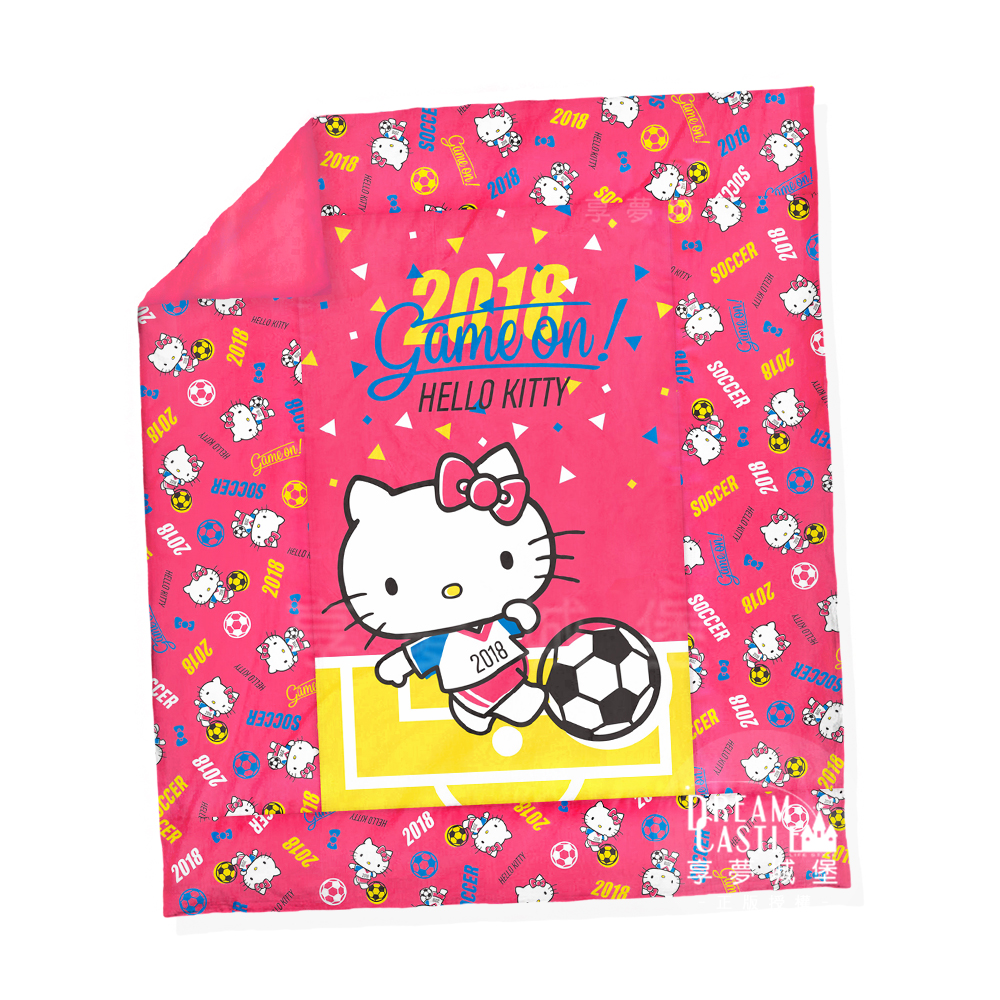 享夢城堡 雙人薄被套6x7-HELLO KITTY 2018世足-粉.紅