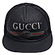 GUCCI 經典Gucci復古標誌荔枝紋小牛皮網格尼龍棒球帽(黑) product thumbnail 1