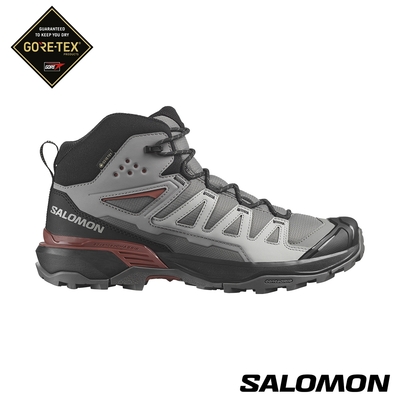 官方直營 salomon 男 x ultra 360 goretex 中筒登山鞋 藍灰/黑/焦褐紅