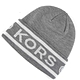 MICHAEL KORS 品牌字樣雙色Logo織紋毛線帽(灰白雙色) product thumbnail 1