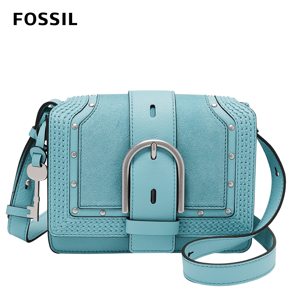 FOSSIL Wiley 真皮復古美型側背包-土耳其藍色 ZB1520441