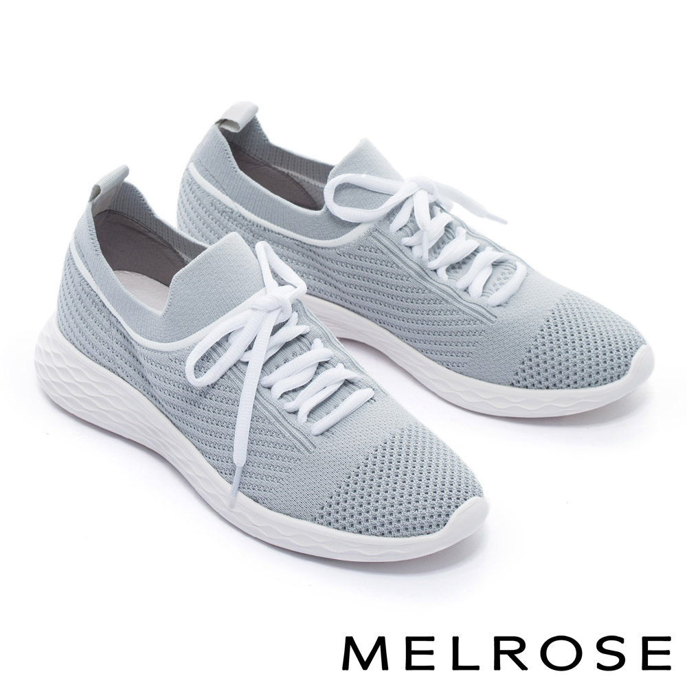 休閒鞋 MELROSE 運動風綁帶造型飛織厚底休閒鞋－灰