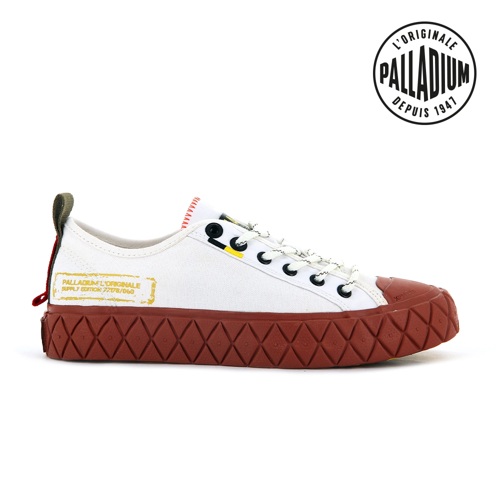 PALLADIUM PALLA ACE SUPPLY LO軍風格紋厚底鞋-中性-白