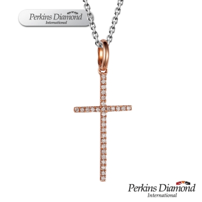 PERKINS 伯金仕 - 十字架系列 14K玫瑰金鑽石項鍊