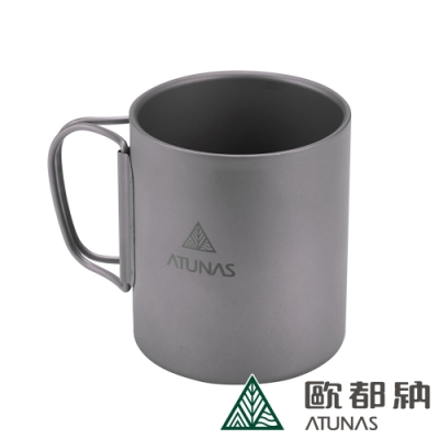 【ATUNAS 歐都納】雙層鈦隔熱隨行杯/折疊把手馬克杯(300ML)A2KTCC01N/環保無毒/輕量耐用/登山健行/露營野餐/餐具配件