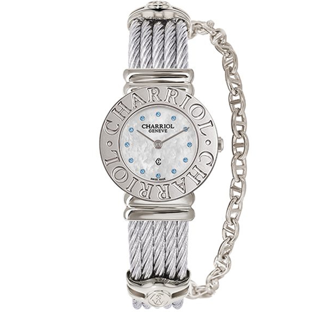 CHARRIOL 夏利豪 ST-TROPEZ 經典鎖鍊藍鑽腕錶(028CC 540 386)x25mm