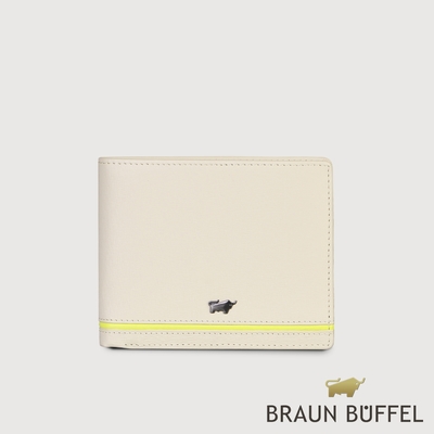 【BRAUN BUFFEL 德國小金牛】台灣總代理 維克多-D 4卡零錢袋皮夾-粉筆白/BF512-315-CK