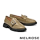 厚底鞋 MELROSE 美樂斯 時髦方鑽飾鱷魚紋牛皮樂福厚底鞋－綠 product thumbnail 1