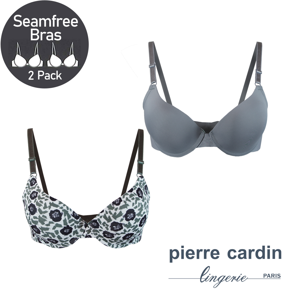 Pierre Cardin皮爾卡登 C罩 花卉印花立體美型內衣(墨綠 & 灰紫)