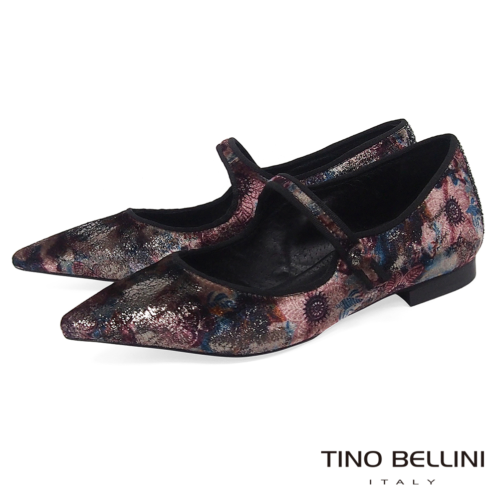Tino Bellini義大利進口花樣年華絨布瑪麗珍鞋_紅