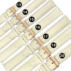 Watchband / 各品牌通用 快拆型 真皮錶帶 鍍玫瑰金不鏽鋼扣頭-象牙白色